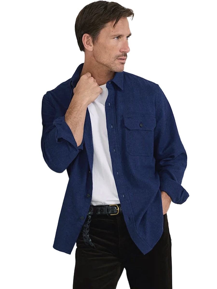 Burnside Flannel Shirt - Navy Donegal Heather