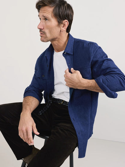 Burnside Flannel Shirt - Navy Donegal Heather