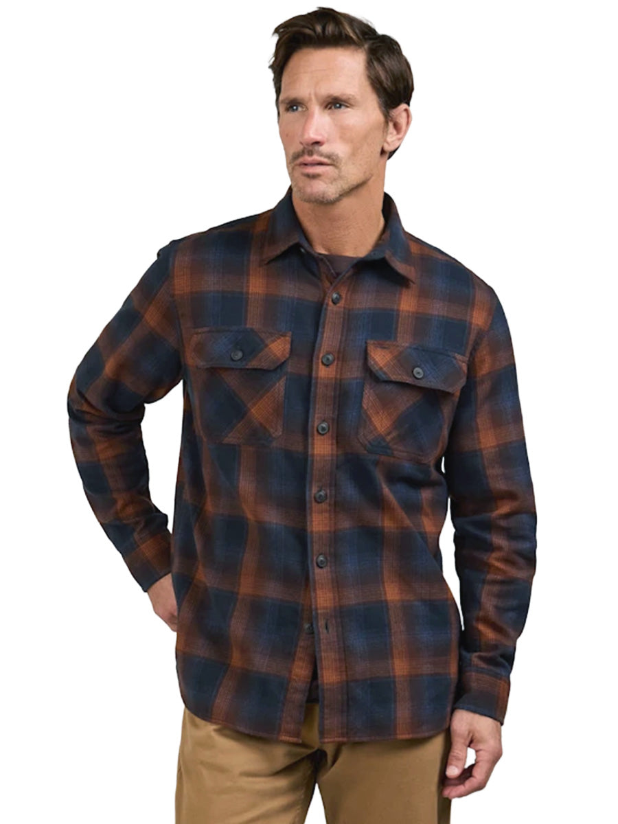 Burnside Flannel Shirt - Navy & Brown Plaid