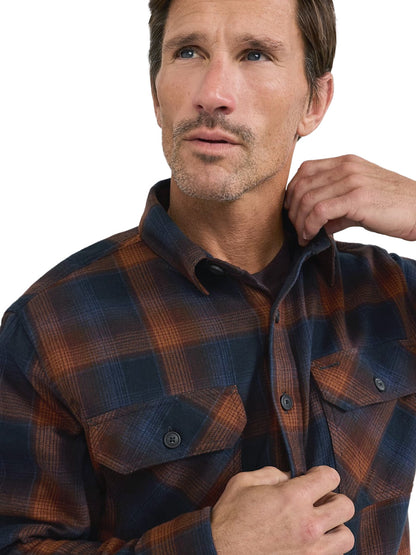 Burnside Flannel Shirt - Navy & Brown Plaid