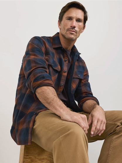 Burnside Flannel Shirt - Navy & Brown Plaid