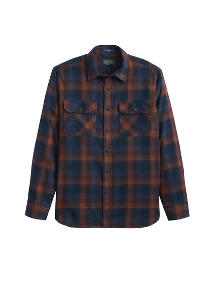 Burnside Flannel Shirt - Navy & Brown Plaid