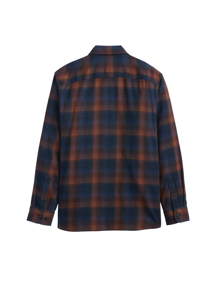 Burnside Flannel Shirt - Navy & Brown Plaid