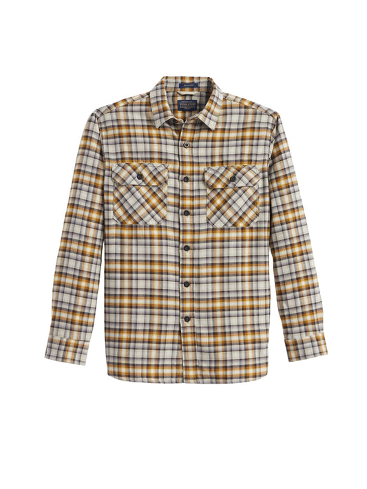 Burnside Flannel Shirt - Grey & Gold Plaid