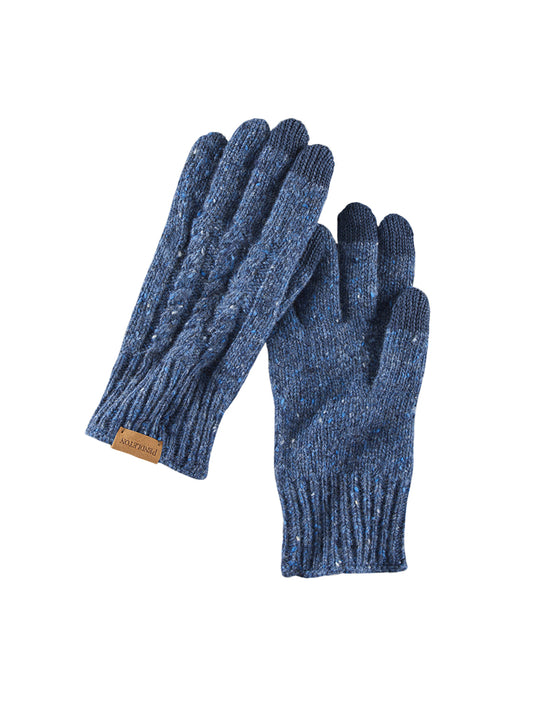 Cable Texting Gloves - Denim