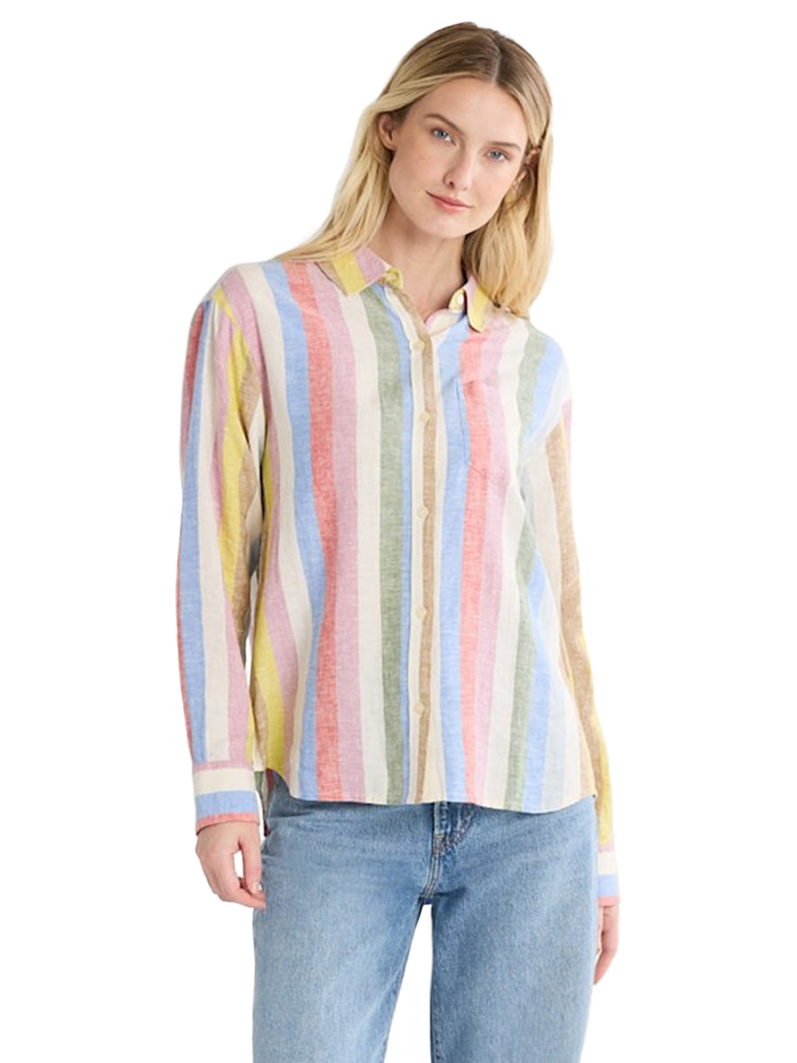 Coastal Striped Button-Up Shirt - Multi