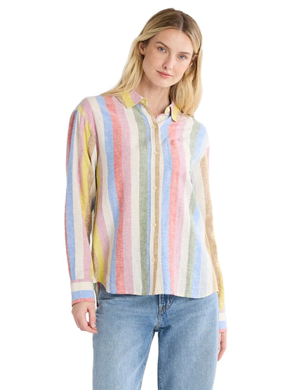 Coastal Striped Button-Up Shirt - Multi