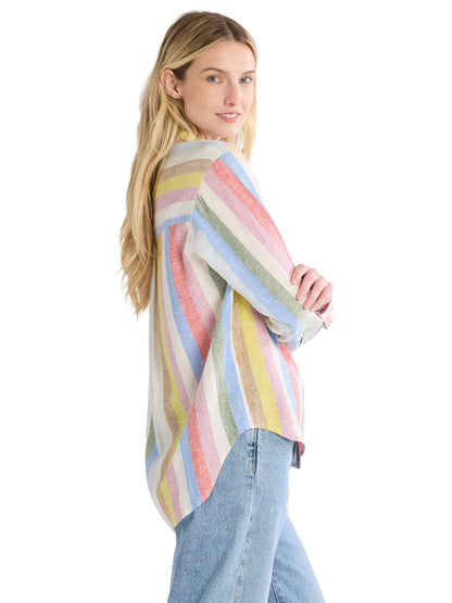 Coastal Striped Button-Up Shirt - Multi