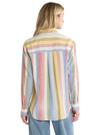 Coastal Striped Button-Up Shirt - Multi