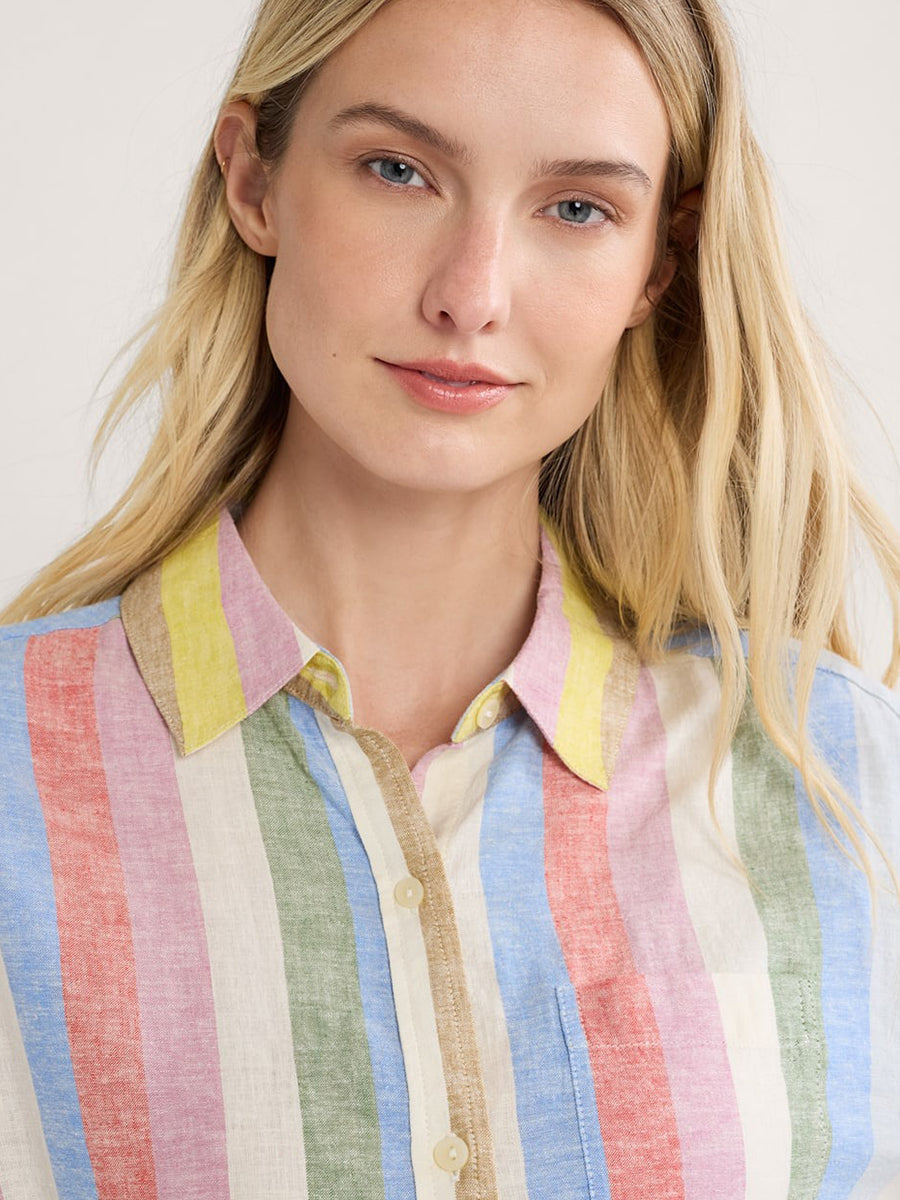 Coastal Striped Button-Up Shirt - Multi