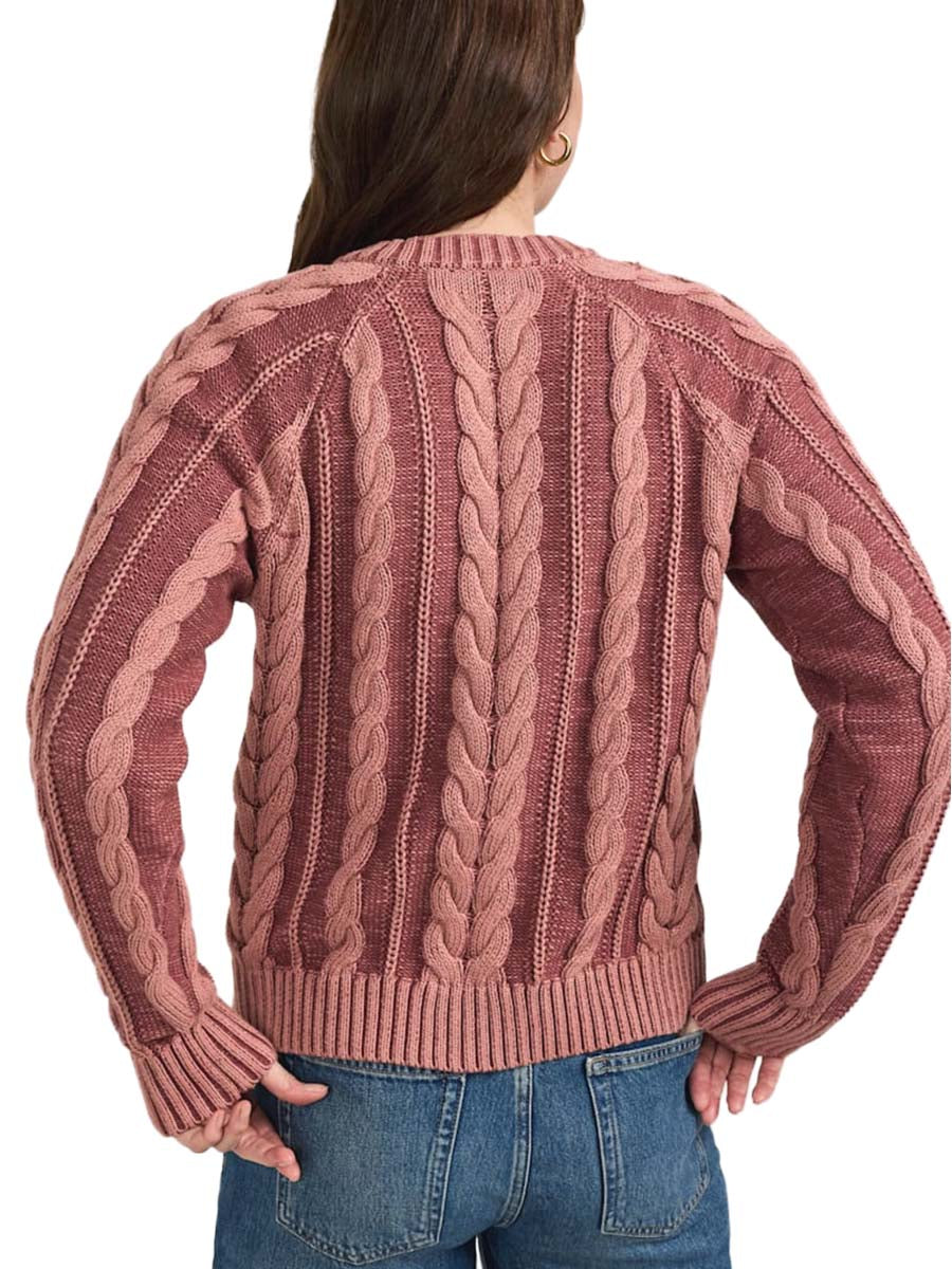 Cotton Cable Cardigan - Dark Rose