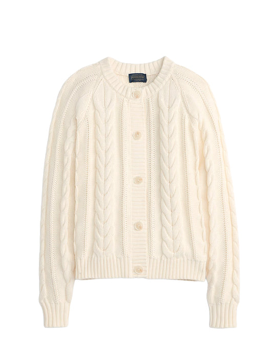 Cotton Cable Cardigan - Ecru