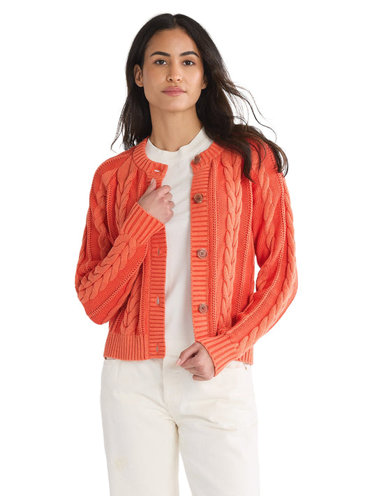 Cotton Cable Cardigan - Poppy