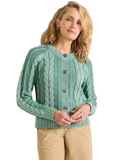 Cotton Cable Cardigan - Teal