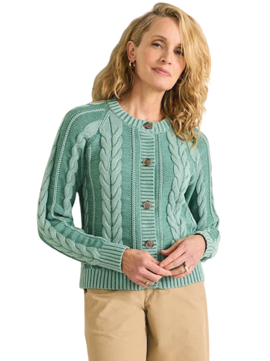 Cotton Cable Cardigan - Teal