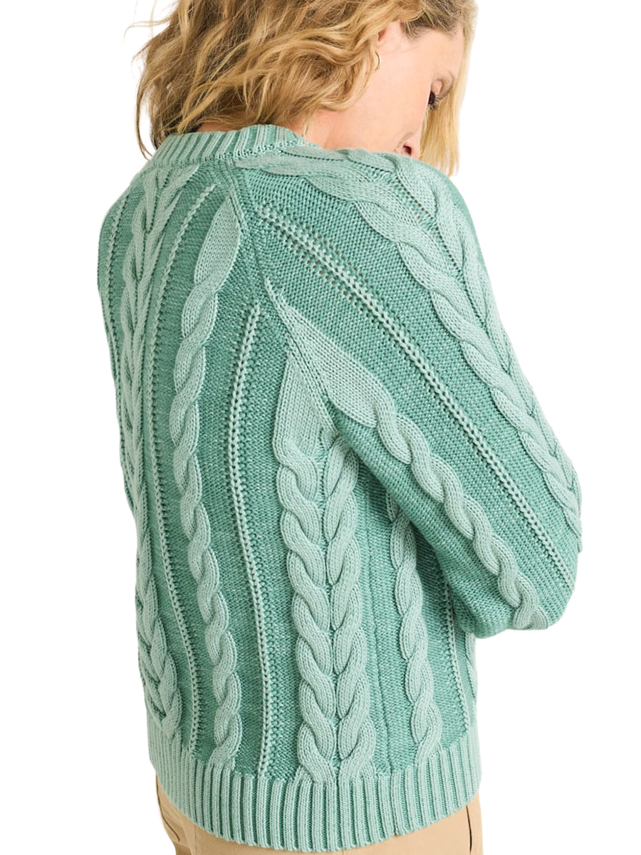 Cotton Cable Cardigan - Teal