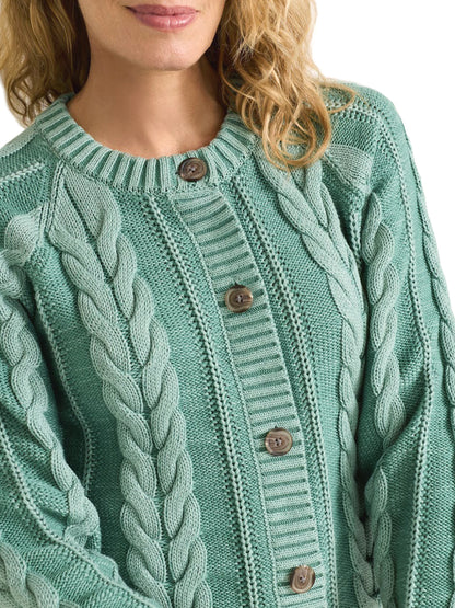 Cotton Cable Cardigan - Teal