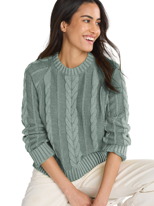 Cotton Cable Sweater - Sage