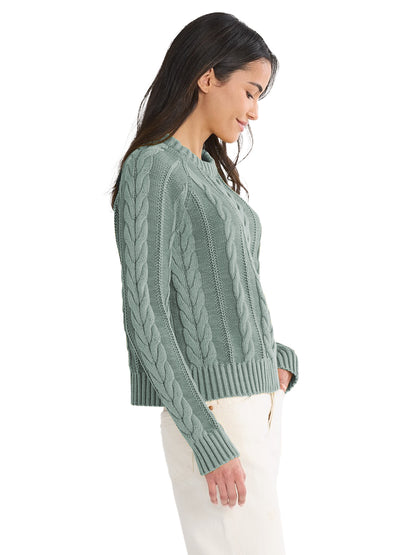 Cotton Cable Sweater - Sage