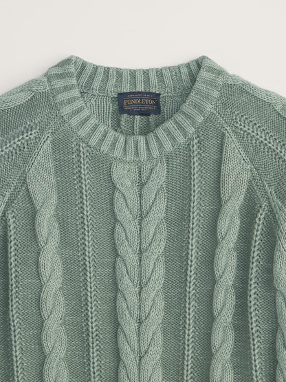 Cotton Cable Sweater - Sage