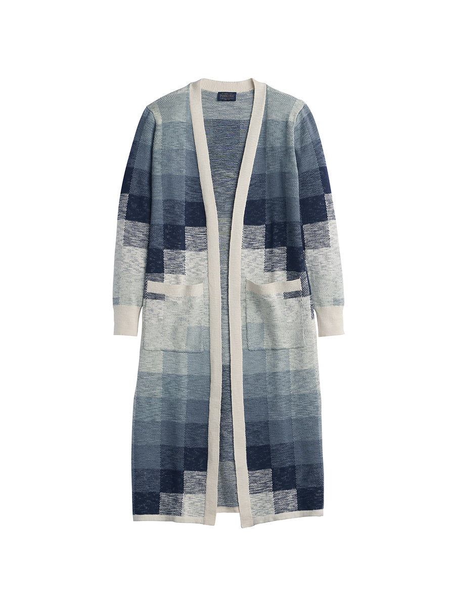 Cotton Duster Sweater - Navy & Ivory Multi