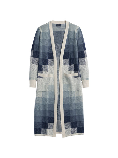 Cotton Duster Sweater - Navy & Ivory Multi