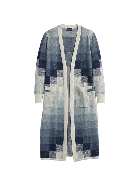 Cotton Duster Sweater - Navy & Ivory Multi