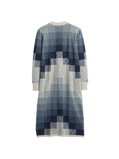Cotton Duster Sweater - Navy & Ivory Multi