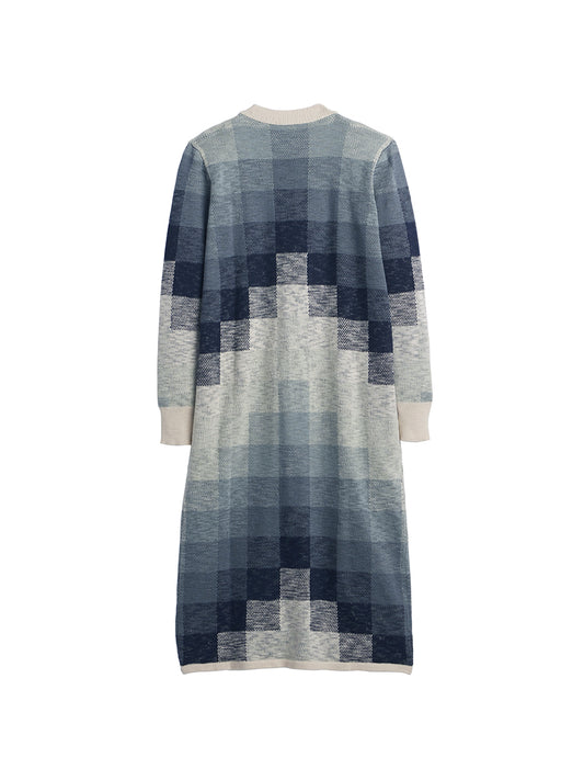 Cotton Duster Sweater - Navy & Ivory Multi