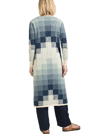 Cotton Duster Sweater - Navy & Ivory Multi