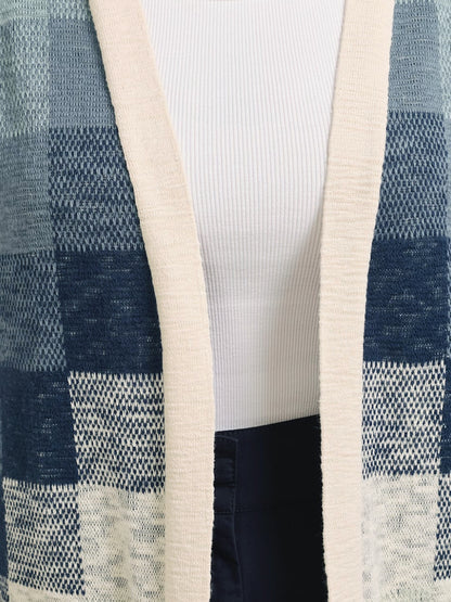 Cotton Duster Sweater - Navy & Ivory Multi