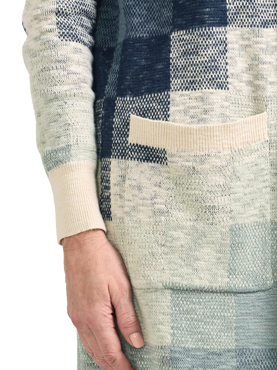 Cotton Duster Sweater - Navy & Ivory Multi