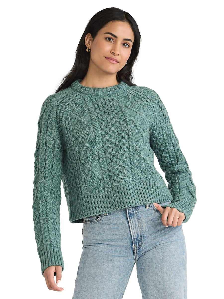 Cropped Fisherman Sweater - Dusty Teal