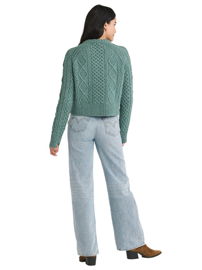 Cropped Fisherman Sweater - Dusty Teal