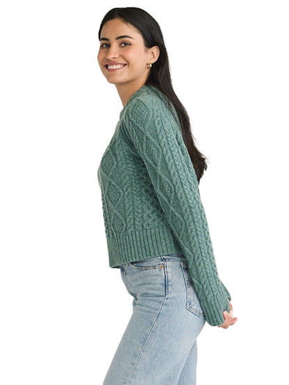 Cropped Fisherman Sweater - Dusty Teal