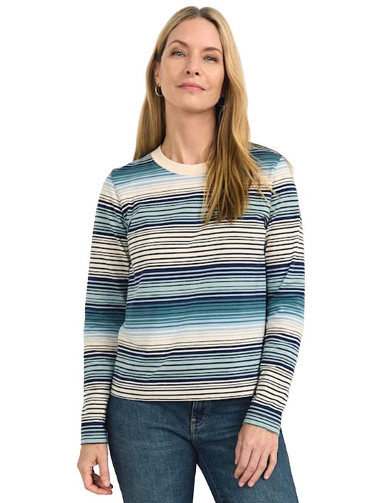 Deschutes Crew Neck Long Sleeve Tee - Teal Stripe