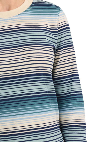 Deschutes Crew Neck Long Sleeve Tee - Teal Stripe