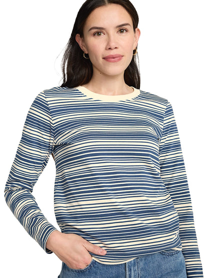 Deschutes Crew Neck Long Sleeve Tee - Blue Stripe