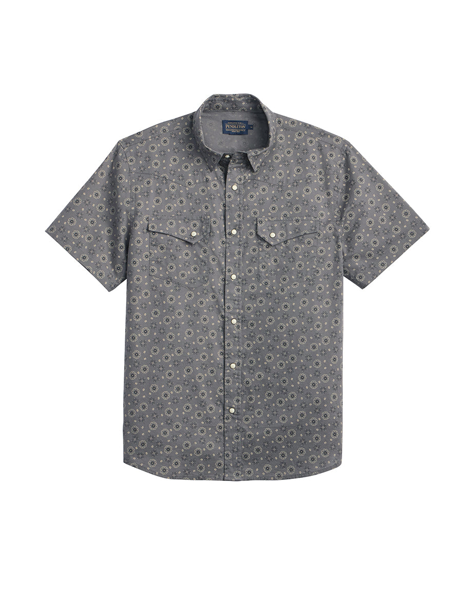 Laramie Short Sleeve Snap-Front Shirt - Grey Ditsy Floral