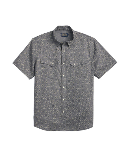 Laramie Short Sleeve Snap-Front Shirt - Grey Ditsy Floral