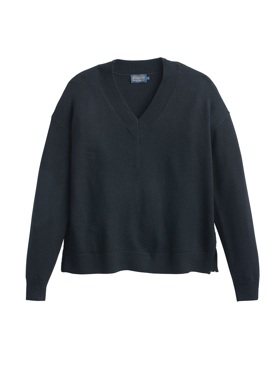 Merino V-Neck Sweater - Black