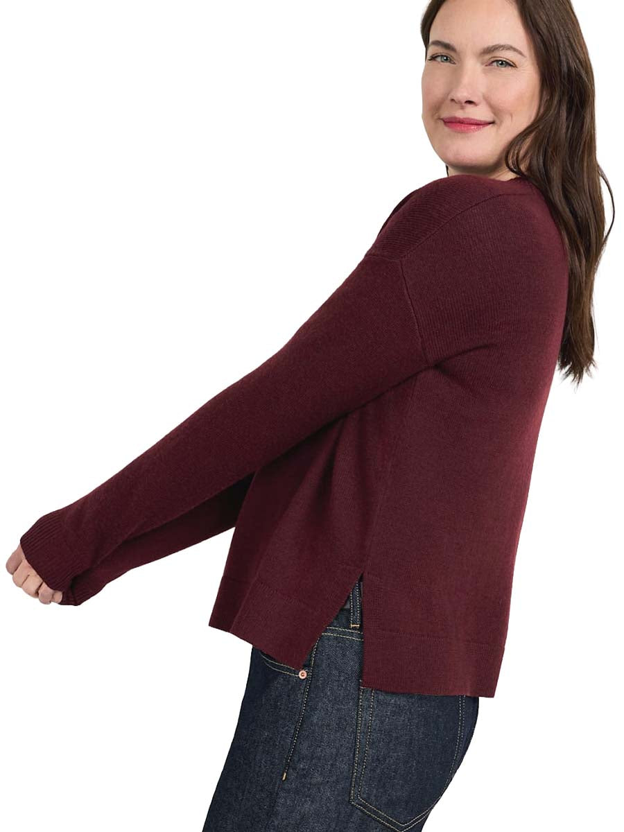 Merino V-Neck Sweater - Wine