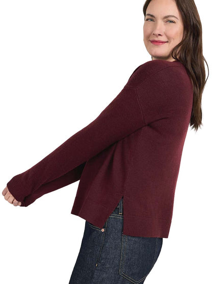 Merino V-Neck Sweater - Wine