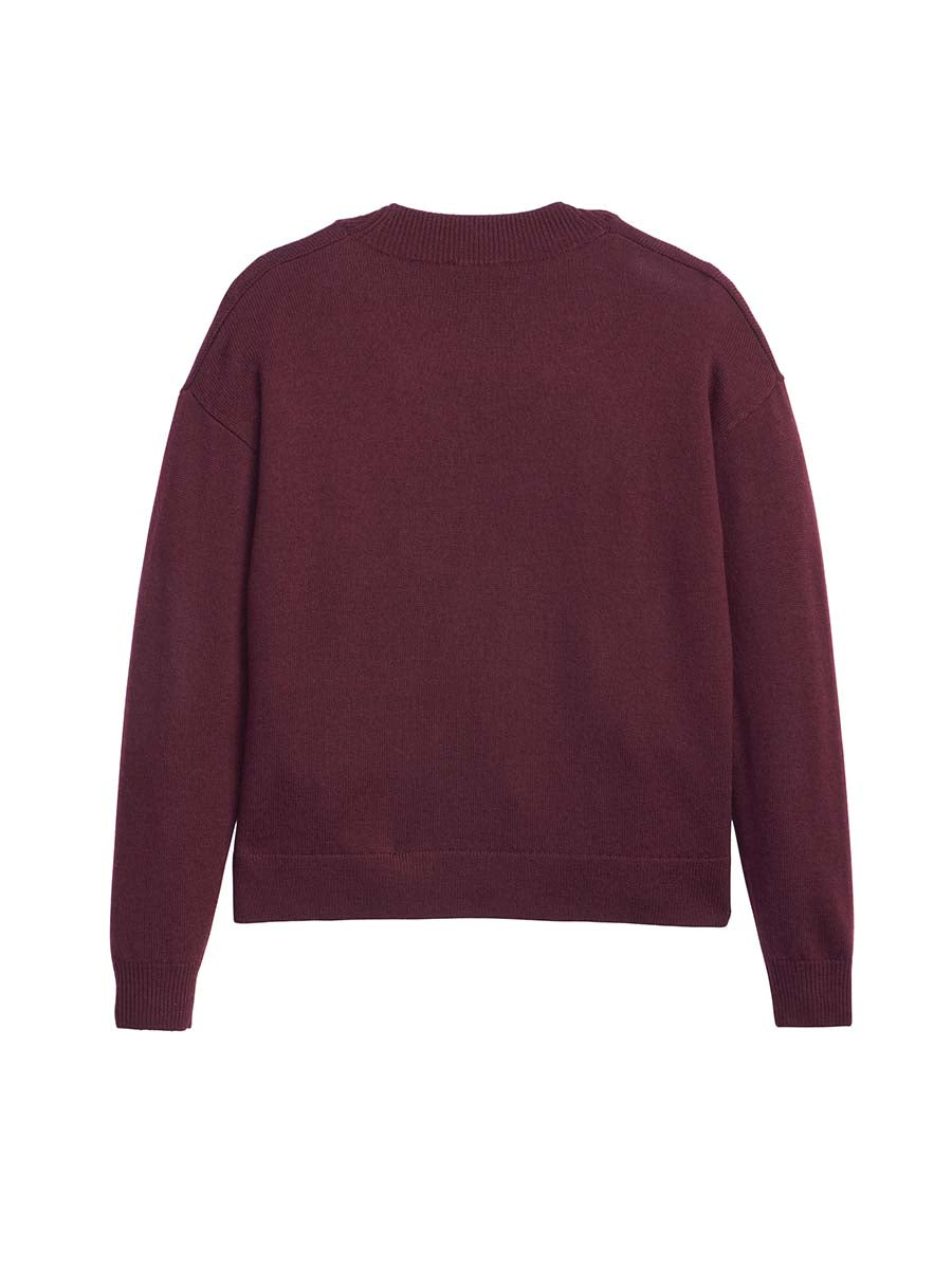 Merino V-Neck Sweater - Wine