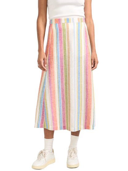 Midi Skirt - Ivory Multi Stripe