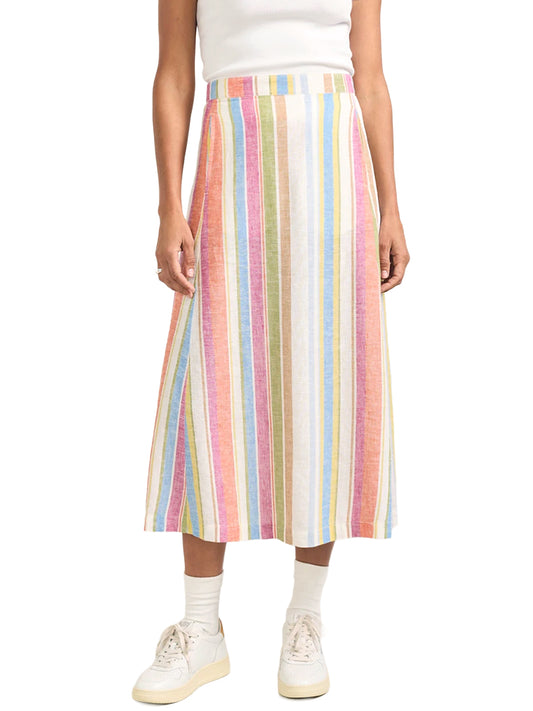 Midi Skirt - Ivory Multi Stripe