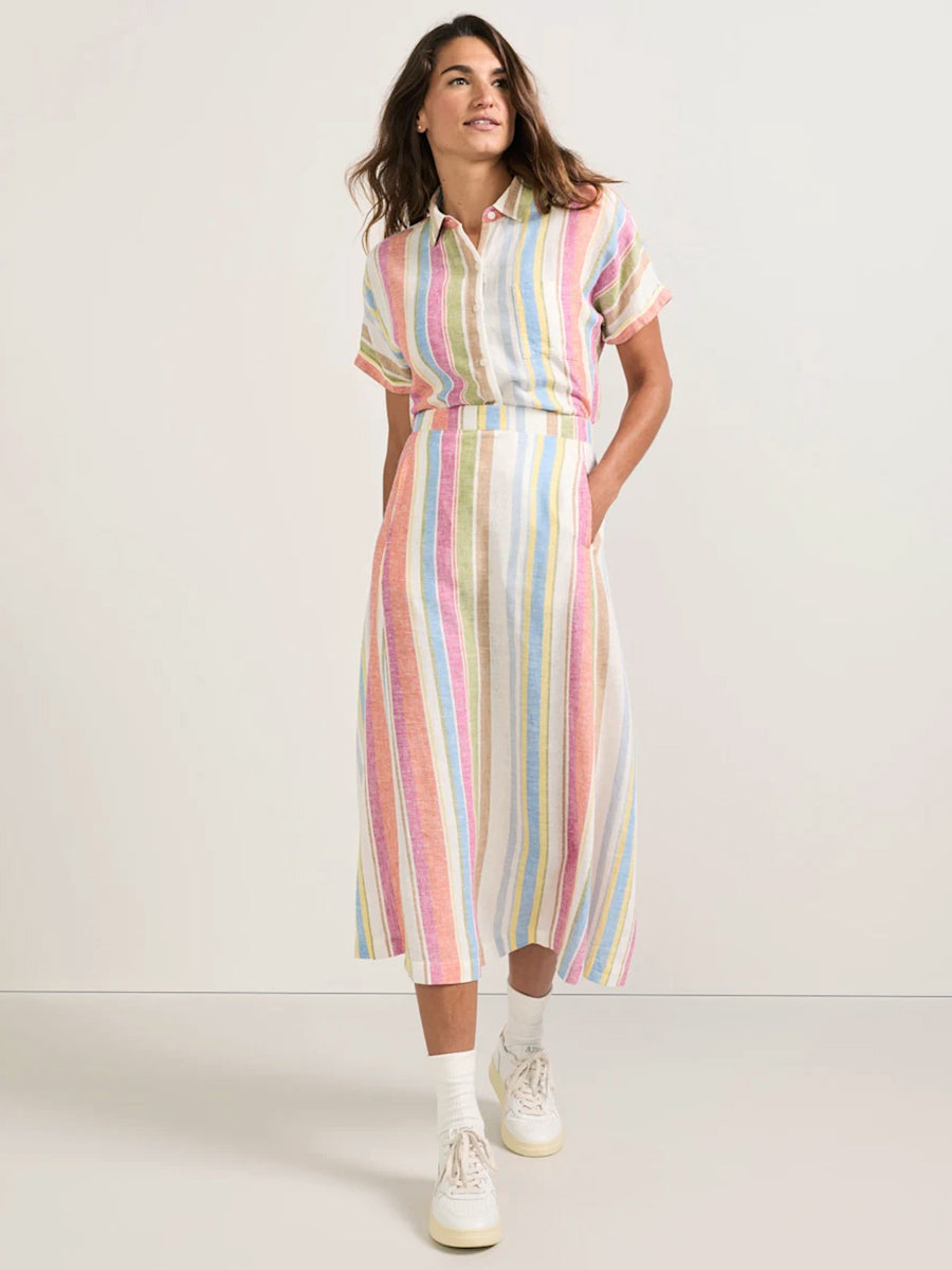 Midi Skirt - Ivory Multi Stripe
