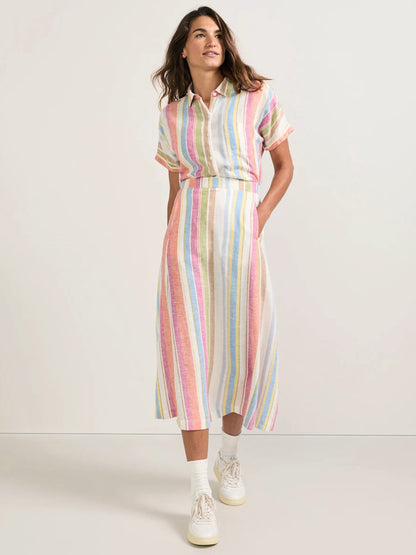 Midi Skirt - Ivory Multi Stripe