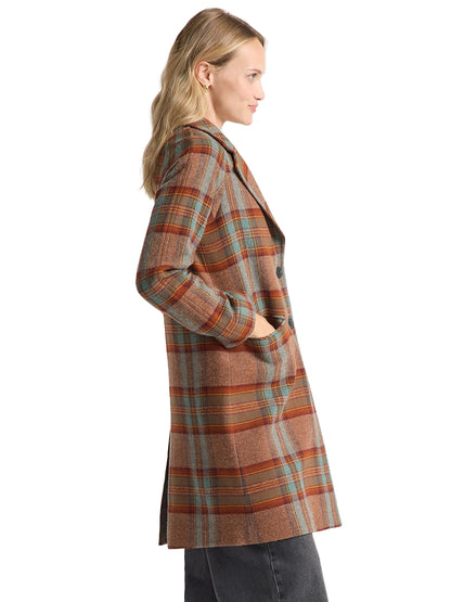 Oregon Tweed Overcoat - Brick Multi Plaid