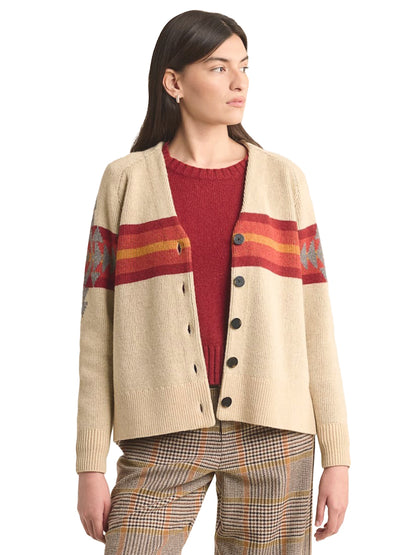 Oversized Graphic Cardigan - Tan